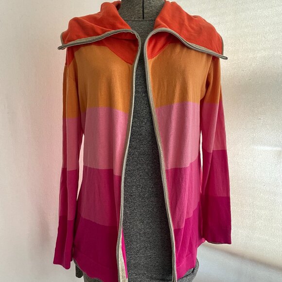 Escada Sweaters - Escada Sport color block zip-front sweater